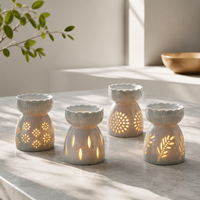 Diffuseur d'arômes en céramique en gros, motif floral, brûleur d'huiles essentielles, chauffe-cire à bougie chauffe-plat, pour aromathérapie