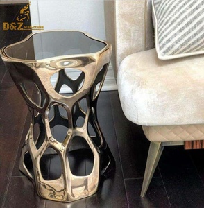 Table de chevet design Art déco en métal pour intérieur de maison moderne personnalisée Table de chevet en acier inoxydable - Product Image 2