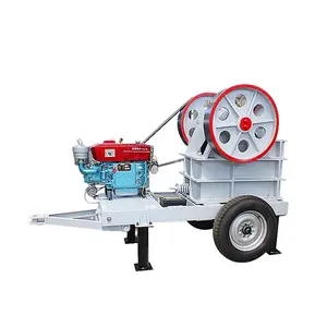 Điện thoại di động PE 250x400 Máy Nghiền hàm với động cơ diesel và bánh xe lớn máy nghiền cho khai thác vàng