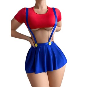 Venta caliente erótico 2 piezas <span class=keywords><strong>Mini</strong></span> falda sujetador y Tanga conjunto nuevo diseño Crop Top y falda uniforme para <span class=keywords><strong>chicas</strong></span> picantes - Product Image 6