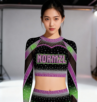 Uniformes de cheerleading américains personnalisés de haute qualité et bon marché, à manches longues, en spandex, avec sublimation