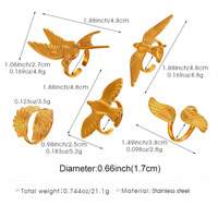 Bague Ajustable Vintage Oiseau en Vol pour Femme, Plaqué Or 18K, Acier Inoxydable, avec Ailes, Bijou Étanche Symbole de Paix