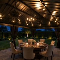 Gazebo en aluminium sur mesure avec toit double imperméable, pavillon de jardin avec moustiquaire pour cour arrière