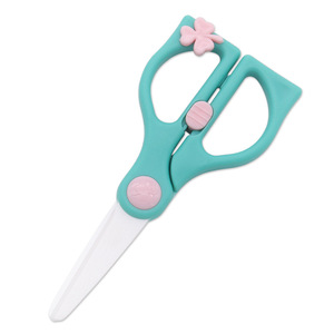 Ceramic Children <b>Scissors</b> With Round Tips 152mm Pink Green <b>Kitchen</b> Baby Food <b>Scissors</b> - Product Image 2