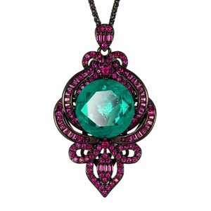 High Quality Eco-friendly Copper Cubic Zirconia Black Gold Plated Pendant Jewelry Woman Personalize Necklace for Daily Wear - Product Image 1