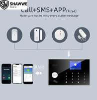 Kit d'alarme intelligent pour maison connectée WiFi GSM Tuya 433 MHz, sirène 110 dB, alerte par appel et SMS via application, détection 100-200 m, compatible avec les capteurs PIR pour portes/fenêtres