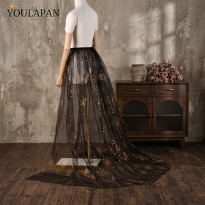 YouLaPan Sottogonna Romantica da <span class=keywords><strong>Sposa</strong></span> con Dettagli Stelle e Luna, Accessorio per Abito da <span class=keywords><strong>Sposa</strong></span> Lungo fino al Pavimento, per <span class=keywords><strong>Sposa</strong></span> Gotica VB10 - Product Image 4