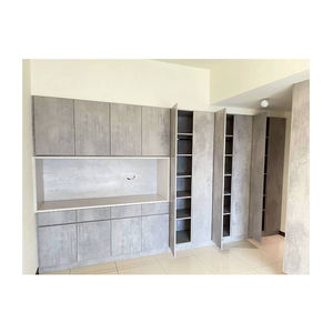 ตู้เก็บของแบบตั้งพื้นสั่งทำพิเศษสำหรับห้องนั่งเล่น ตู้ติดผนังสูง วัสดุไม้วีเนียร์ - Product Image 1