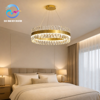 Lustre moderne en cristal, luminaire suspendu en fer et verre, blanc chaud pour salon