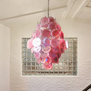 <span class=keywords><strong>Lampadario</strong></span> Vintage Francese in Vetro di Murano, Lampada a Sospensione di Lusso con Dischi Iridescenti Rosa a Forma di Petalo, per Villa, Soggiorno, <span class=keywords><strong>Camera</strong></span> <span class=keywords><strong>da</strong></span> <span class=keywords><strong>Letto</strong></span> - Product Image 5