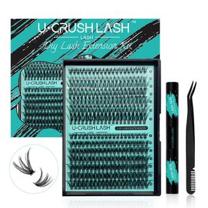 Kit de extensión de pestañas Diy con logotipo de embalaje personalizado segmento precortado pestañas postizas 50D 100D racimos de pestañas al por mayor conjunto de pestañas de racimo - Product Image 1