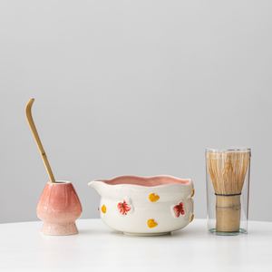 Ceramic Eco-Friendly Durable Pink Matcha Bowl Chawan Japandi Durable Ceramic Pink Flower MATCHA Coffee & <b>Tea</b> <b>Set</b> Matcha Tools - Product Image 2