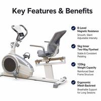 Bicicleta Reclinada Magnética 301R para Gimnasio en Casa, con Pantalla LCD Comercial, Resistencia Ajustable, Bicicleta de Spinning para Ejercicio Cardiovascular Diario y Desarrollo Muscular