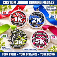 Medali Maraton & Lari Warna Cerah Kustom Penghargaan Finisher Lomba Junior 1K 2K 3K 5K Produsen Medali OEM ODM