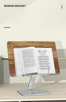 Support de livre ergonomique en bois pour la lecture, réglable en hauteur, support de livre de bureau mains libres, compatible jusqu'à 17 pouces