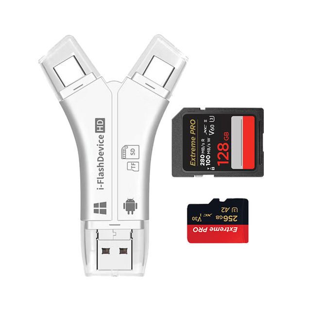 4 in 1 Multi-interface Memory Card Reader Type C USB 3.0 SD Card Reader OTG Micro TF Card Reader for Phone Tablet Laptop