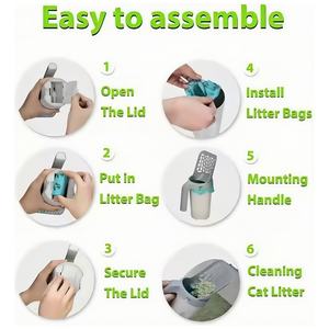 Benutzer definierte tragbare 2 in 1 Katzenstreu Schaufel schaufel mit Abfall behälter Müll und Kot beutel Behälter Wurfs chaufel für Schaufel Katzen sand - Product Image 4