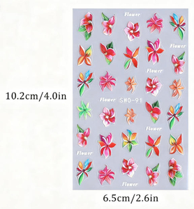 Pegatinas de <span class=keywords><strong>Uñas</strong></span> con <span class=keywords><strong>Flores</strong></span> Estilo Hawaiano, Pétalos Florales de Primavera Verano, Calcomanías de <span class=keywords><strong>Uñas</strong></span> Mate Texturizadas, Decoración de Manicura DIY - Product Image 6