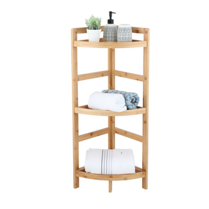 BSCI usine <span class=keywords><strong>bambou</strong></span> 3 niveaux polyvalent coin étagère de rangement étagère pour salle de bain chambre salon - Product Image 4