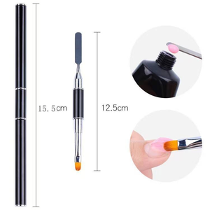 Pinceau et applicateur de polygel double embout 2-en-1, spatule à ongles avec manche en métal, outil en acier inoxydable pour gel et ongles acryliques - Product Image 4