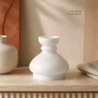 Abat-jour en verre sodocalcique blanc soufflé artisanal, couvercle décoratif pour éclairage intérieur domestique