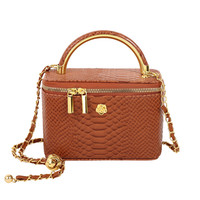 Sac fourre-tout rétro en PU à motif crocodile pour femme, collection été 2026, avec fermeture éclair, en polyester, polyvalent, élégant et sophistiqué, avec bandoulière chaîne