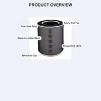 Penggantian Filter HEPA H13 Pembersih Udara Hewan Peliharaan Dapat Dicuci Pre-Filter Karbon Aktif Bulu Kucing Alergen Debu KDQ-H13 40 DB
