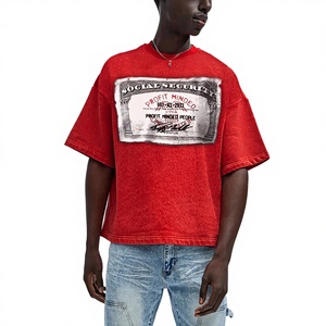 T-shirt graphique hip-hop en maille imprimé sérigraphié sur mesure, coupe oversize, 300g, 100% coton épais, coupe carrée, pour homme, éco-responsable - Product Image 2
