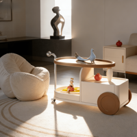 Chic et luxueux chariot de service mobile en MDF, table d'appoint, style moderne minimaliste, flexible, salon, rangement à double niveau