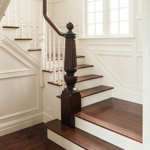 Scala curva Vintage personalizzata retrò durevole gradini in legno massiccio <span class=keywords><strong>e</strong></span> Guardrail artigianale per soggiorno a forma di spirale - Product Image 6