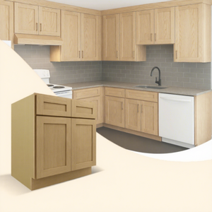 Proven Quality White Oak Solid Wood <b>Kitchen</b> Cabinets B33-B36 USA Warehouse Ready To Ship <b>Kitchen</b> Base Cabinets With 2 <b>Drawers</b> - Product Image 1