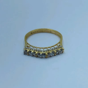 Anillo Triple de Lujo con Rubí y Circonitas en Oro de 22K |   Banda de Oro Pesado |   Anillo de aniversario con patrón simétrico de rubíes baguette rectangulares - Product Image 2