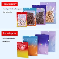 Sachet d'emballage laser coloré transparent à fenêtre, refermable avec fermeture éclair, pour bijoux, montres, lunettes et boucles d'oreilles, pour l'exportation