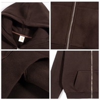 Sweat à capuche zippé OEM pour homme, coupe ample, manches courtes, style automne, vêtement de marque tendance pour homme, pull à capuche doublé polaire