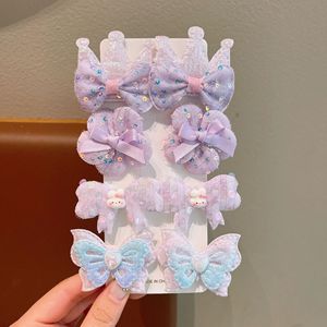 Sequin <b>Bow</b> Butterfly BB Hair <b>Clips</b> Set Cute Princess Barrettes For Girls Kids Hair Accessories - Product Image 6