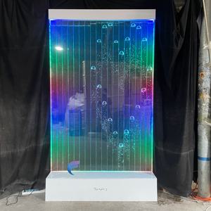 Fuente de Agua de Pared Curva con Burbujas LED a Todo Color, con Control Remoto - Product Image 5