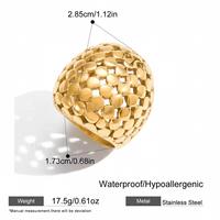 Bague large audacieuse en acier inoxydable 316L personnalisée, maille creuse, plaquée or 18 carats, motif grille ajourée, bijoux de mode pour femme