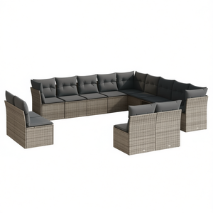 Grey Pe Rattan Garden <b>Sofa</b> <b>Set</b> With Powder Coated Steel Frame Outdoor Furniture Contemporary Design - Product Image 1