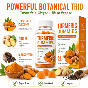 Gummies sans sucre au curcuma et curcumine avec extrait de gingembre et de poivre <span class=keywords><strong>noir</strong></span> 500mg – Soutien végétalien pour les articulations et le bien-être – OEM - Product Image 4