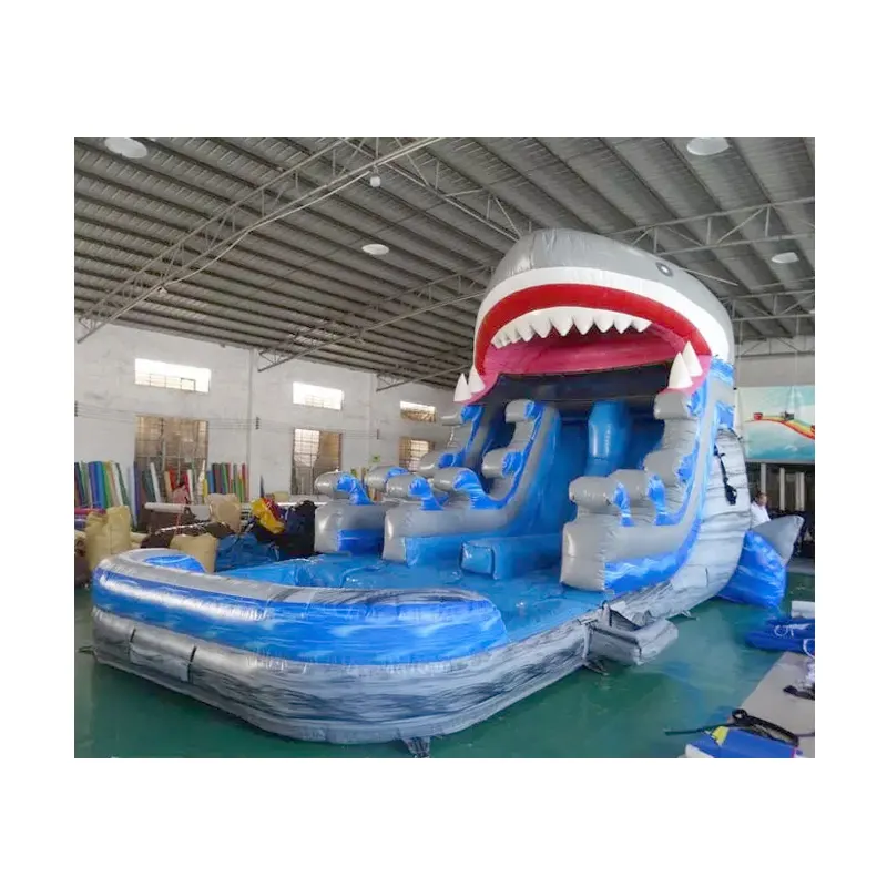 상업적인 18.5ft 대양 파 이중 차선 상어 판매를 위한 팽창식 물 미끄럼