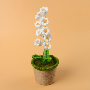 Decoração <span class=keywords><strong>home</strong></span> tecido flores falsas buquê Fio de lã grande lírio do vale vaso planta de malha <span class=keywords><strong>artificial</strong></span> tricô flor - Product Image 4