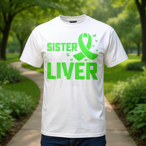 T-shirt Sœur d'un guerrier hépatique, ruban vert, soutien à la sensibilisation au greffe de foie - Product Image 1