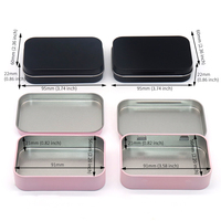 Boîte de rangement rectangulaire à charnières en fer blanc recyclable, couleur noir/argent, OEM/ODM disponible, emballage en sac OPP