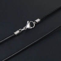 Chaîne de collier en cuir tressé noir simple personnalisé avec fermoir en acier