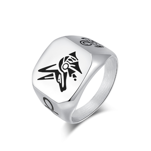 Anello Vintage Anubis patrono santo 316L in acciaio inossidabile antico dio egizio della morte <span class=keywords><strong>sciacallo</strong></span> testa Hip Hop gioielli di moda da uomo - Product Image 5