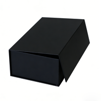 Boîtes d'emballage rigides pliables en carton noir avec insert en mousse recyclable, logo personnalisé, fermeture magnétique