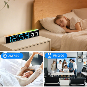 Horloge de table numérique multifonctionnelle avec alarme intelligente, température et humidité, écran LED RVB grand format, veilleuse - Product Image 6