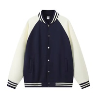 Blouson de baseball unisexe en coton, léger et doux, pour printemps et automne, style universitaire décontracté, avec boutons-pression et blocs de couleur, vente en gros