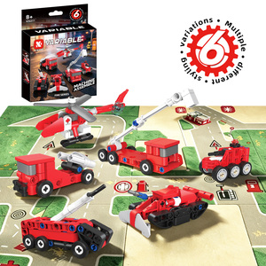 Ensemble de blocs de construction de camions de pompiers, 279 pièces, plastique ABS, 6 modèles, une boîte, hélicoptère de sauvetage, véhicule d'urgence, <span class=keywords><strong>jouet</strong></span> éducatif DIY pour enfants - Product Image 5