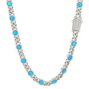 Chaîne cubaine en moissanite chromatique VVS, argent 925, dégradé de couleurs, plaqué or 18 carats, collier à maillons multicolores arc-en-ciel, brillant - Product Image 2